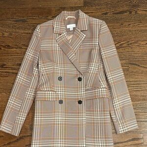 Topshop Checkered Double-Breasted Blazer